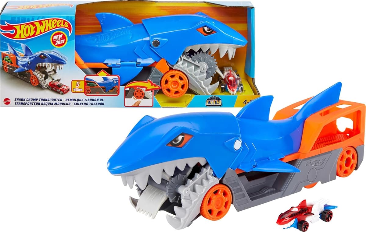 Hot Wheels GVG36 - Hungriger Hai-Transporter-Spielset mit 1 Fahrzeug im Maßstab – Bild 1