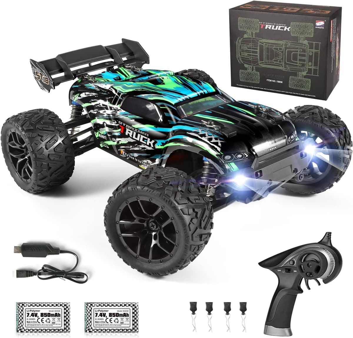 HAIBOXING Ferngesteuertes Auto, 2,4 GHz 1:18 Proportional 4WD 36+ km/h – Bild 1