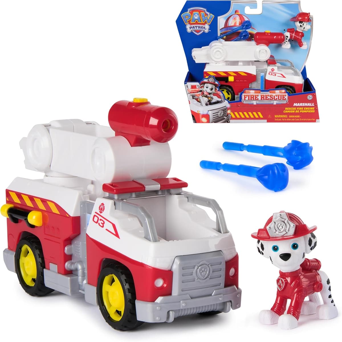 PAW PATROL – Fire Rescue Marshalls Feuerwehr-Fahrzeug mit Löschspritze und Marshall Hundefigur, Spielzeug für Kinder ab 3 Jahren – Bild 1