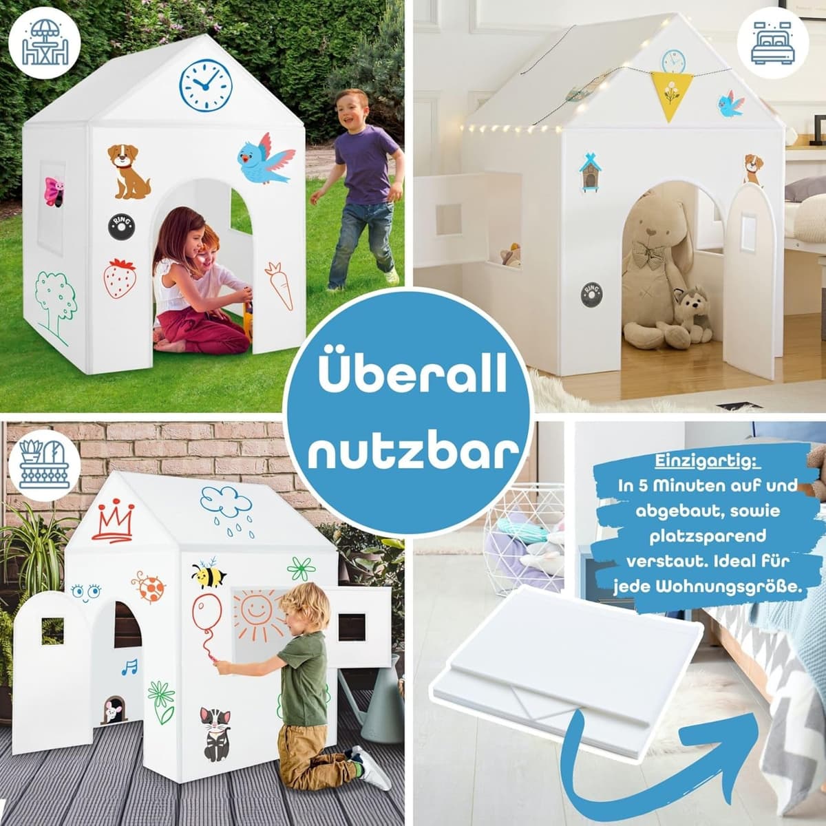 2er Set ImagiNew Playhome - Immer Wieder neu bemalen & abwischen - Spielhaus Kinder Indoor & Outdoor mit Stiften und Sticker – Bild 1