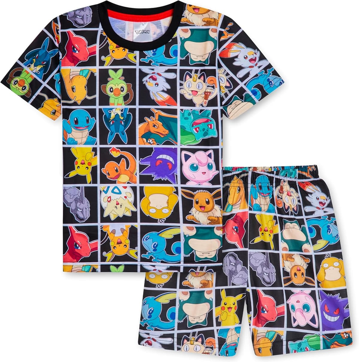 Pokemon Schlafanzug Jungen, Sommer Pyjama Set mit T-Shirt und Schlafhose Shorts – Bild 1