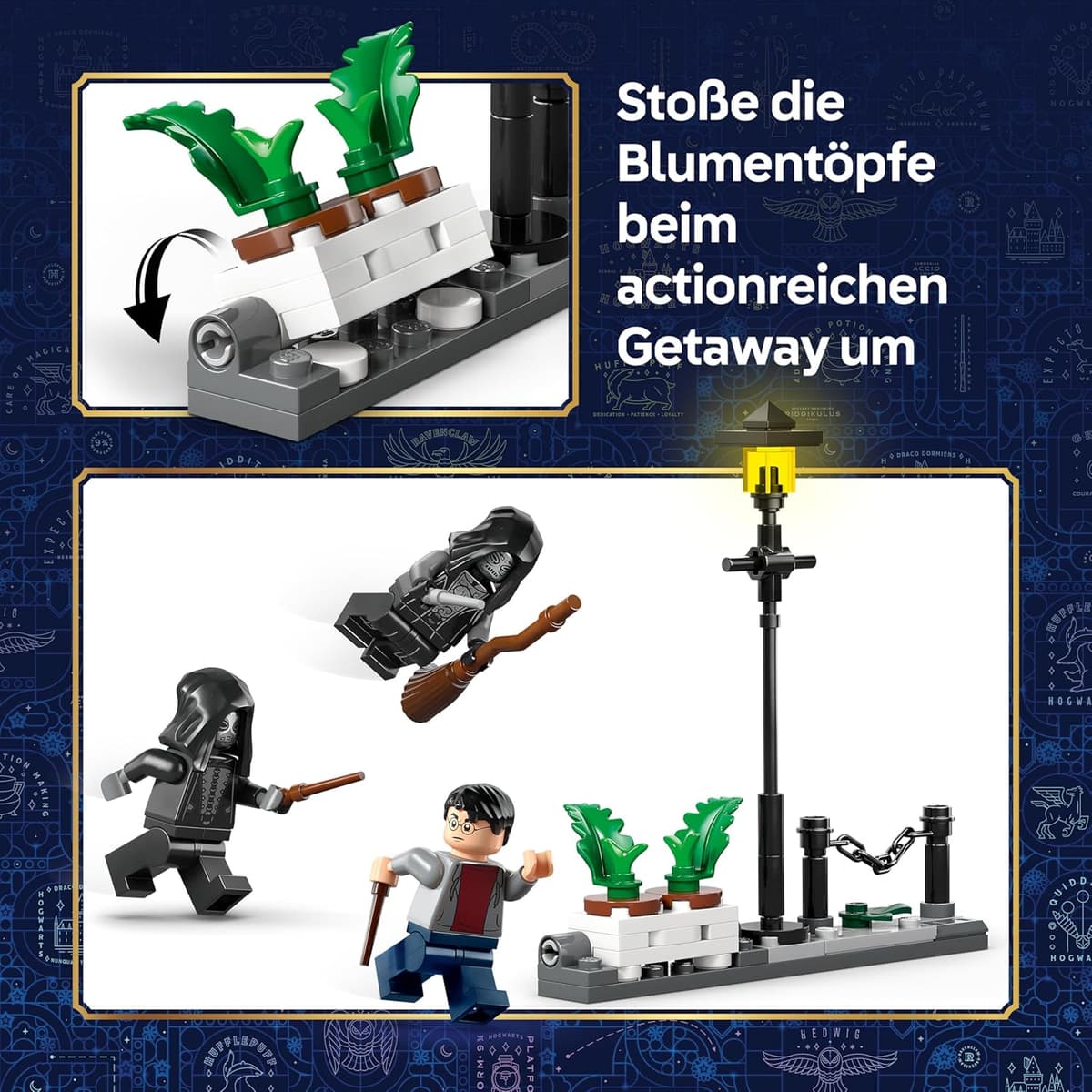 LEGO Harry Potter Hagrids und Harrys Flucht aus dem Ligusterweg - Motorrad Spielzeug mit 4 Minifiguren - 2 Todesser, eine Straßenszene – Bild 4
