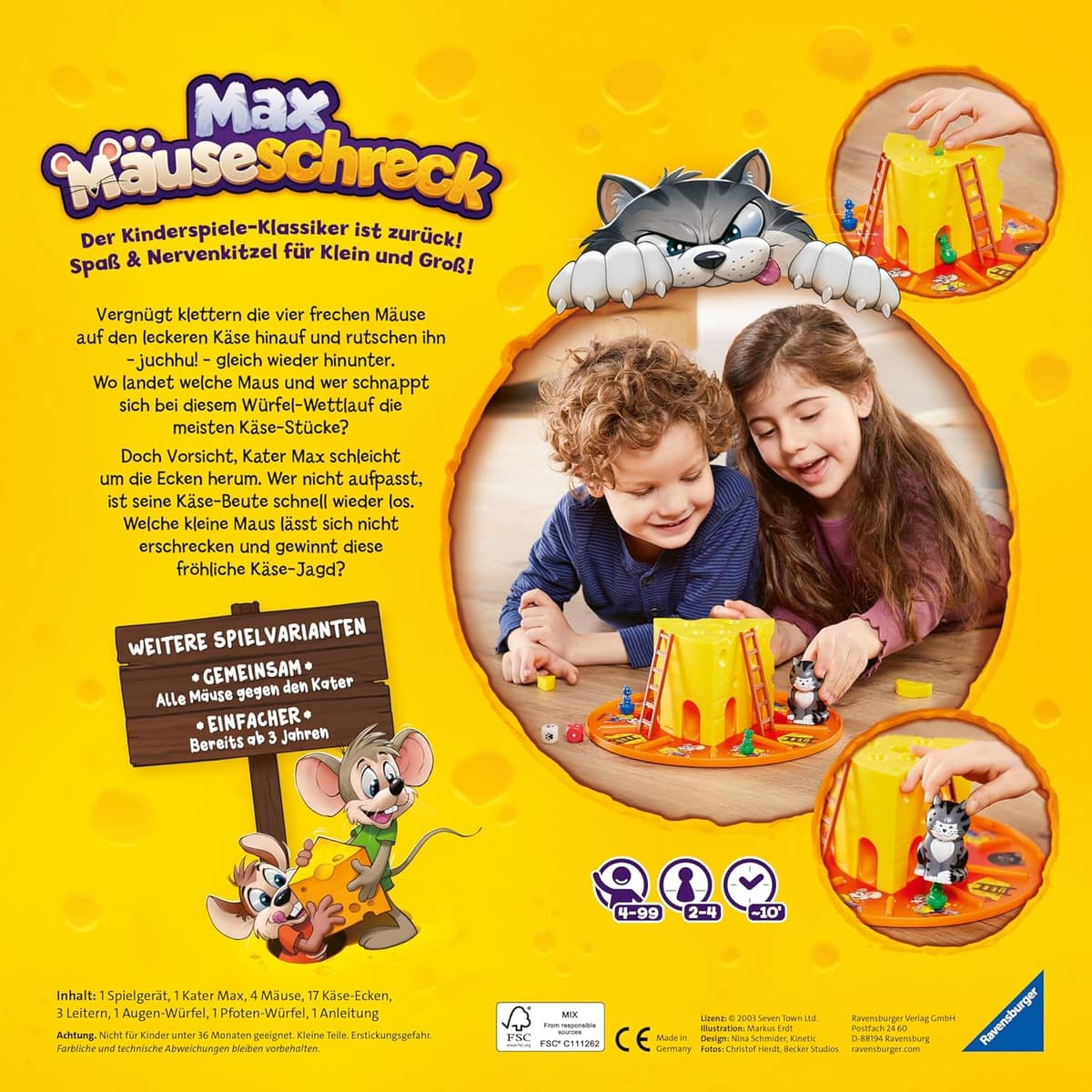 Ravensburger Kinderspiele - Max Mäuseschreck - Würfelspiel für 2 bis 4 Spieler – Bild 4