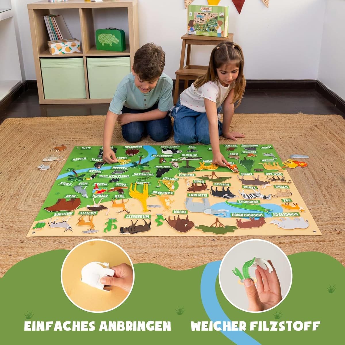 BONNYCO Filztafel mit 116 Dschungeltiere-Figuren – Bild 5