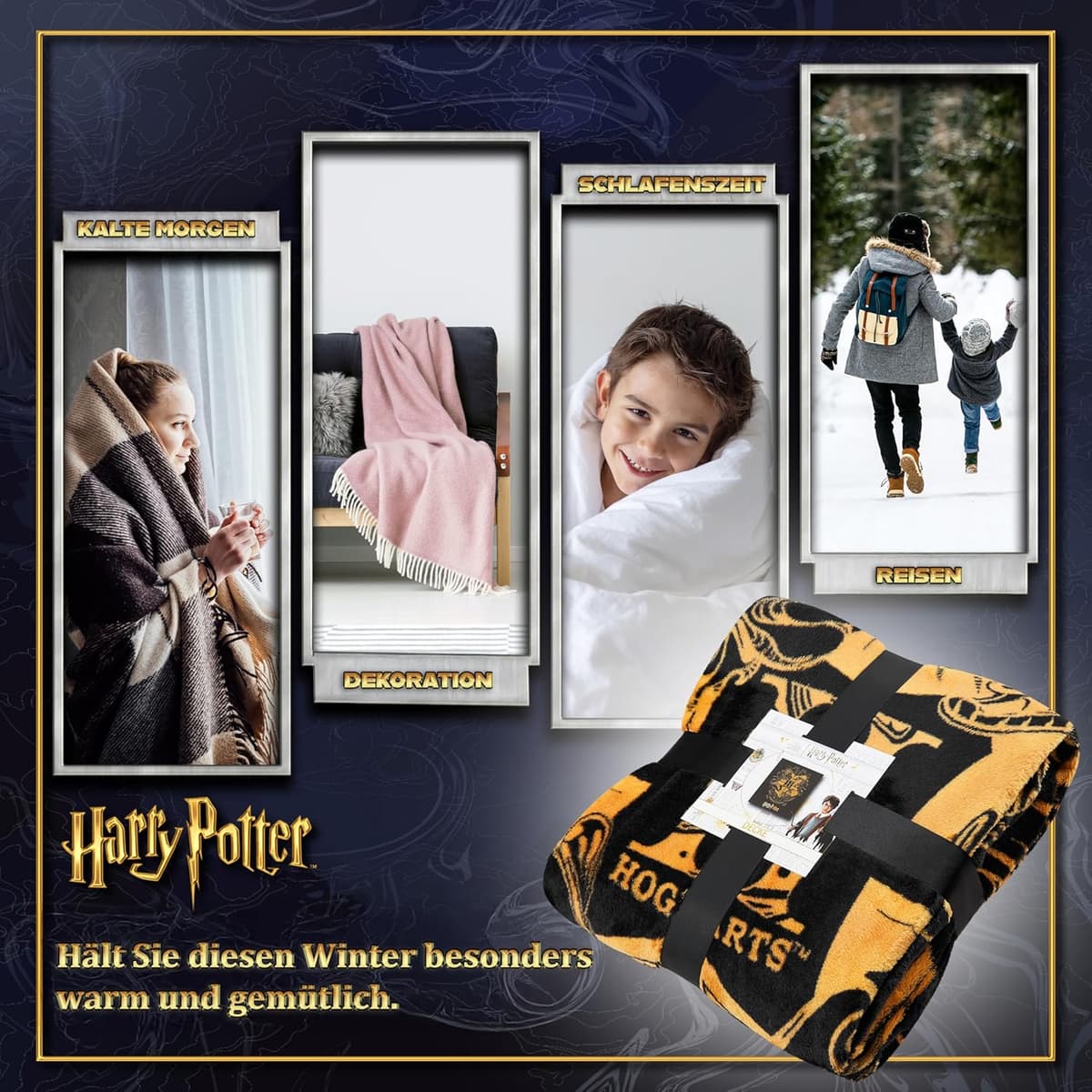 Harry Potter Kuscheldecke 150x130cm, Flauschige Fleecedecke – Bild 3