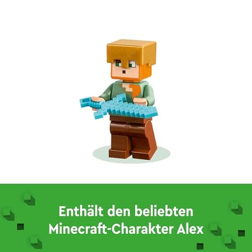LEGO Minecraft Die Waffenkammer - Spielzeug mit Netherportal, inkl. Alex & Waffenschmied Figuren -Zubehör wie Goldaxt, Schwerter & Schild – Bild 6