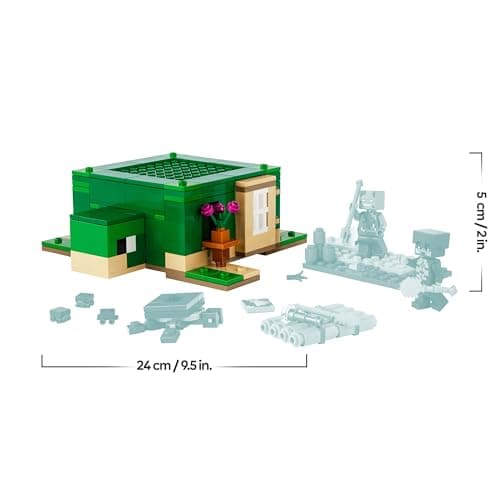 LEGO Minecraft Das Schildkrötenstrandhaus - Spielzeug mit Tierfiguren & Schildkröten Figur -Spielset mit Zubehör - Werkbank, Bambusfloß - – Bild 3