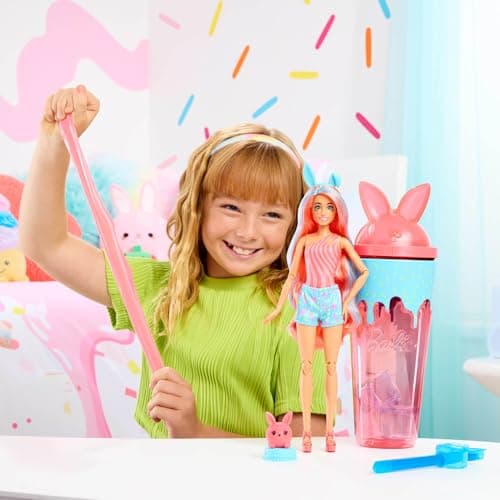 Barbie Pop-Reveal-Set aus Puppe und Accessoires, Shakes-Serie, duftende süße Kätzchen-Modepuppe & Haustier, mit 8 Überraschungen inklusive Farbwechsel – Bild 2