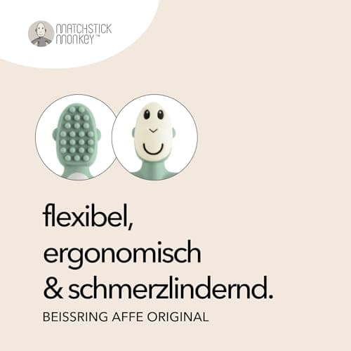 Matchstick Monkey - Beißring Affe Original - Baby Zahnungshilfe - weiche Noppen massieren wundes Zahnfleisch - Silikon BPA-frei - Greifling für Zahnen - ab 3 Monaten – Bild 3