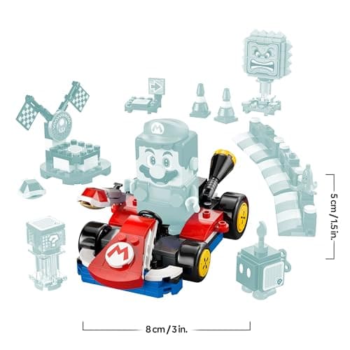 LEGO Mario Kart - Interaktiver Mario & Standard-Kart - Nintendo Spielzeug - Spiel Rennstrecke mit Auto, 3 Figuren, Podium & Barrieren - Gamer Geschenk für Jungen & Mädchen ab 7 Jahren – Bild 3