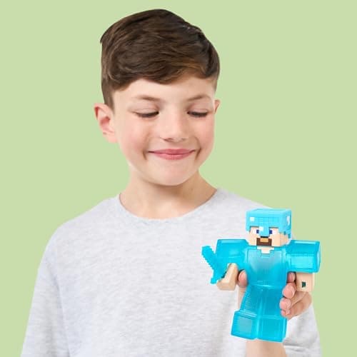 Heroes of Goo Jit Zu – dehnbare Minecraft-Figur – Steve mit Diamant-Rüstung & Schwert, superelastische Glibberfüllung mit verstecktem Diamant-Element im Inneren, bis auf die dreifache Größe dehnbar – Bild 6