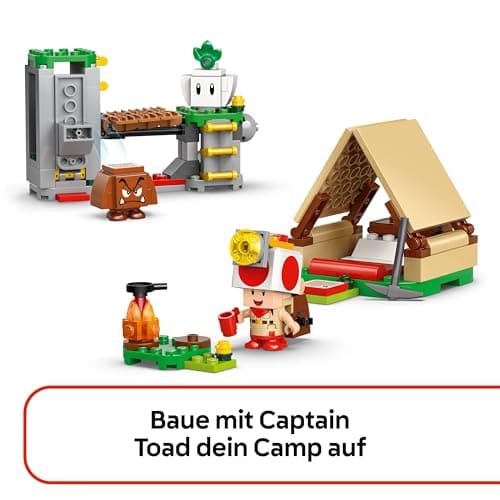 LEGO Super Mario Captain Toad-Camp- Interaktives Spielzeug mit 3 Figuren - Gumba, Zelt & einstürzender Brücke - Kinder Mitbringsel - Spielset - Gamer Geschenk für Jungen & Mädchen ab 6 Jahren – Bild 5