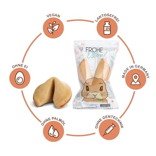 FOOD crew 12x Glückskekse Ostern - Ostersüßigkeiten - Glückskeks Einzeln Verpackt - Glückskekse mit Sprüchen Deutsch - Ostergeschenke – Bild 3
