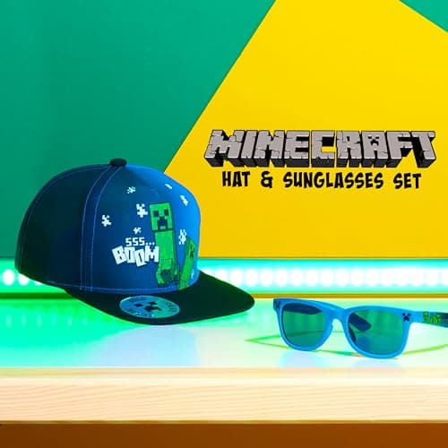 Minecraft Basecap Kinder Jungen Set Snapback Cap Kinder und Sonnenbrille UV Schutz - Creeper – Bild 2