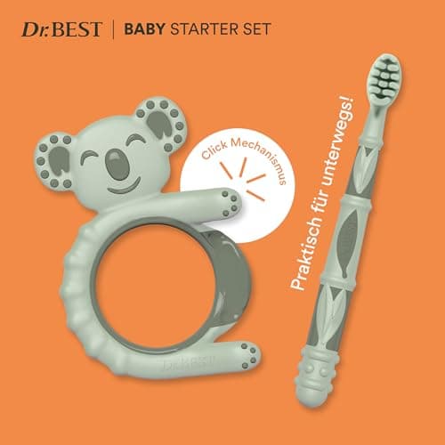 Zahnbürste Kinder - Dr.BEST Baby Starter Set: Beißring und Lernzahnbürste für Babys im Alter von 3 bis 12 Monaten, entwickelt mit Kinderzahnexperten – Bild 3