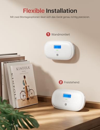 X-Sense Kohlenmonoxid Melder, TÜV Rheinland Zertifiziert, 10 Jahre Sensor, CO Melder mit austauschbarer Batterie und digitalem Display, Kohlenmonoxid-Melder mit Testknopf, XC0C-SR – Bild 5