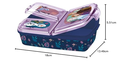 Frozen Die Eiskönigin Brotdose Kinder - Lunchbox mit 3 Fächern und Clip-Verschlüssen, Bento Snackbox aus Kunststoff PP bpa-frei - Vesperdose für Kindergarten, Schule & unterwegs – Bild 2