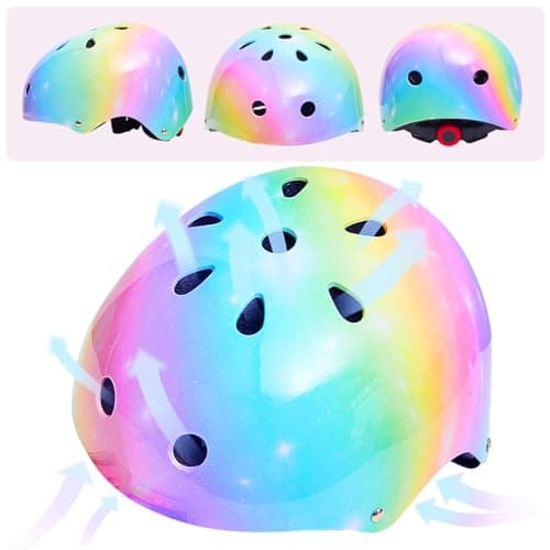 Unicorn Castle Kinder Helm Knie Ellenbogen Handgelenk Pads Verstellbare Knieschoner Ellenbogenschoner Handgelenkschoner Skateboard Helme für Radfahren Skating Mädchen, 3-8 Jahre – Bild 6