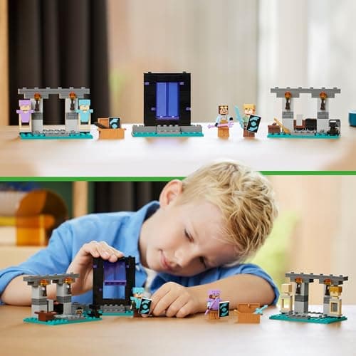 LEGO Minecraft Die Waffenkammer - Spielzeug mit Netherportal, inkl. Alex & Waffenschmied Figuren -Zubehör wie Goldaxt, Schwerter & Schild – Bild 2