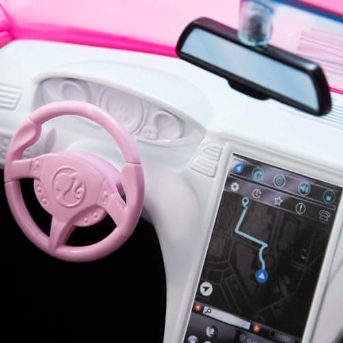 Barbie HBT92 - Cabrio-Fahrzeug, pink mit rollenden Rädern und realistischen Details, 2-Sitzer, Spielzeug Geschenk für Kinder ab 3 Jahren – Bild 4