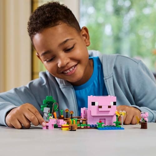 LEGO Minecraft Das Babyschwein-Haus - Interaktives Spielzeug mit Einer Helden Figur, Schwein, Biene, Zombie Piglin – Bild 2