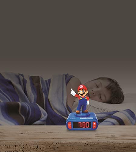 Lexibook, Super Mario, Mario Nightlight Wecker, Sounds und Melodien, hintergrundbeleuchtetes LCD-Display, beleuchtet, Snooze, Blau – Bild 6