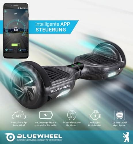 Bluewheel 6,5" Premium Hoverboard HX310s – Elektroboard mit LED, Bluetooth Lautsprecher, starker Dual Motor, HX Hoverboard App-kompatibel, ideal für Kinder & Erwachsene, deutsche Qualitätsmarke – Bild 4