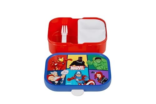 Mepal - Brotdose Kinder Campus - Bento Box Kinder - Brotdose Kinder mit Fächern & Gabel - Meal Prep Box mit Clip-Verschluss - BPA-frei & Spülmaschinenfest - 750 ml - Avengers – Bild 4