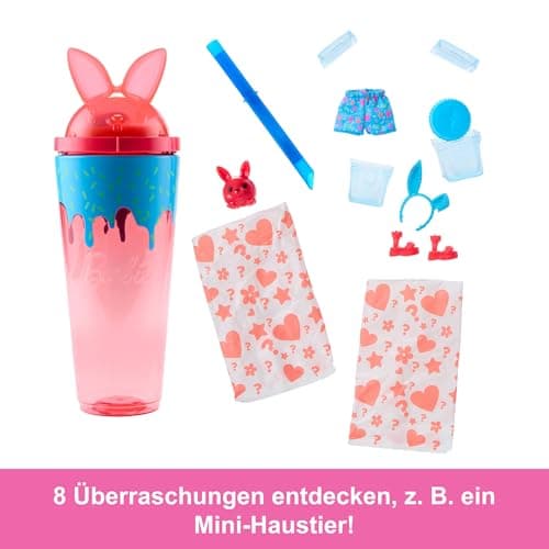 Barbie Pop-Reveal-Set aus Puppe und Accessoires, Shakes-Serie, duftende süße Kätzchen-Modepuppe & Haustier, mit 8 Überraschungen inklusive Farbwechsel – Bild 3