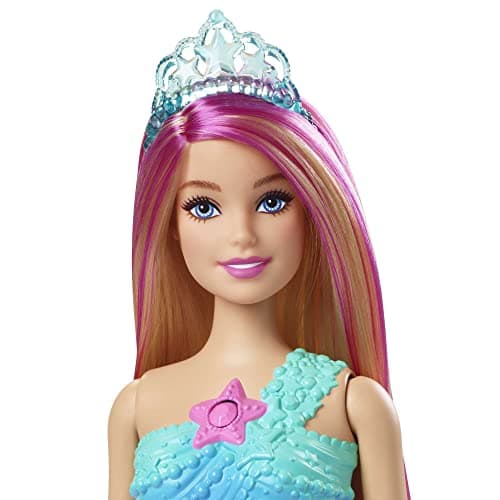 Barbie Dreamtopia Zauberlicht Meerjungfrau Puppe mit blonden Haaren, Barbiepuppe mit Meerjungfrauenschwanz, geeignet als Geschenk für Kinder ab 3 Jahren – Bild 4