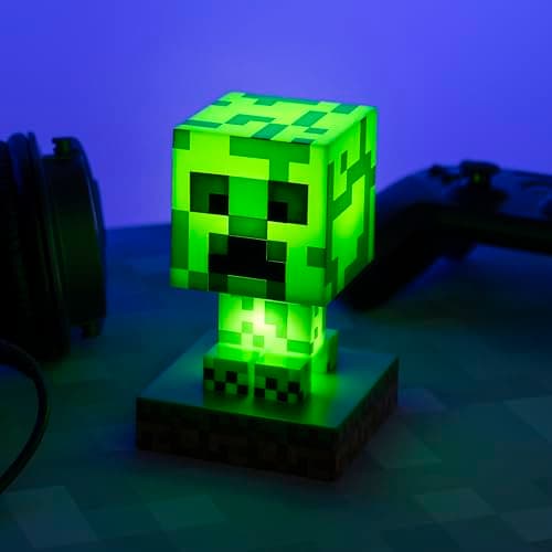 Minecraft Creeper Licht, 3D Lampe - Offiziell lizenziert, Nachtlicht - 12 cm hoch, Batteriebetrieben, Gaming-Raum & Schlafzimmerdeko – Bild 2