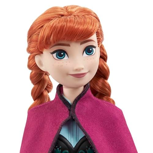 Mattel Disney Prinzessin Anna Puppe, Die Eiskönigin Puppe, kämmbare Haare, beweglich, im Reiseoutfit, abnehmbarer Umhang, Disney Geschenke, Spielzeug ab 3 Jahre – Bild 3