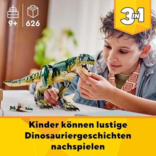 LEGO Creator T.Rex, 3-in-1-Dino zum Umbauen in einen Triceratops oder Pterodaktylus, bewegliches Dinosaurier Modell für Kinder – Bild 3