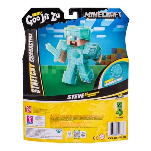 Heroes of Goo Jit Zu – dehnbare Minecraft-Figur – Steve mit Diamant-Rüstung & Schwert, superelastische Glibberfüllung mit verstecktem Diamant-Element im Inneren, bis auf die dreifache Größe dehnbar – Bild 5