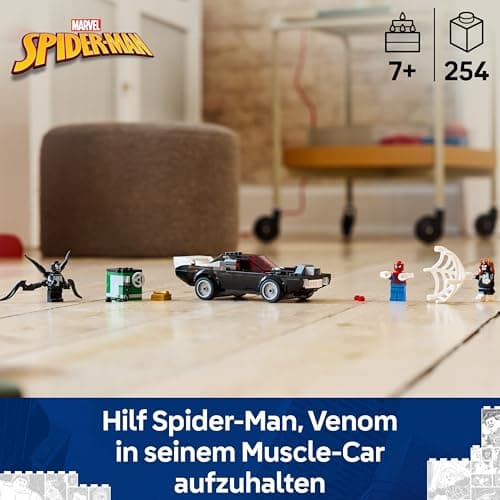 LEGO | Marvel Spider-Man Mech vs. Venom Muscle Car - Auto Spielzeug mit 3 Superhelden Minifiguren - Modellauto mit Shootern – Bild 4