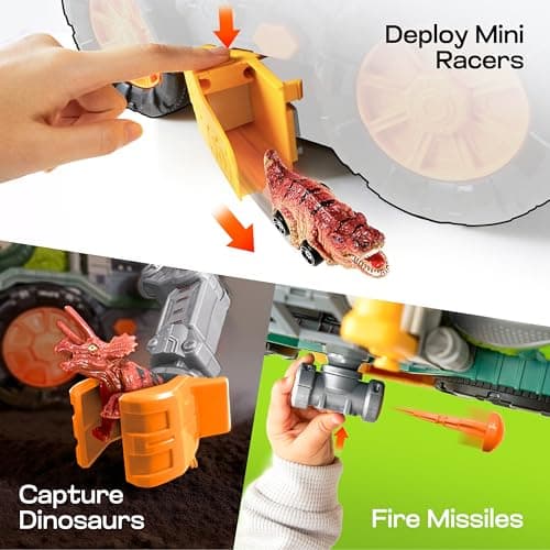 Dinosaurier Spielzeug Großer Dino-Monstertruck mit T-Rex & Figuren | Mit Abschussfunktion, Kran & Tunnel | Geschenk für Jungen 2-4 Jahre – Bild 6