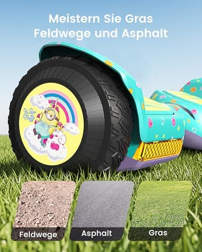 Gyroor Minions Hoverboard für Kinder 6-12, All-Terrain Offroad Hoverboard, Musikplayer, LED-Lichter – Bild 3