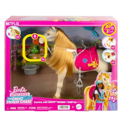Barbie Spielzeugpferd mit Geräuschen, Musik und Zubehör, inspiriert von Barbie Mysteries: Das geheimnisvolle Pferdeabenteuer“ Pferd kann sich bewegen, tanzen und mit den Augen blinzeln – Bild 6