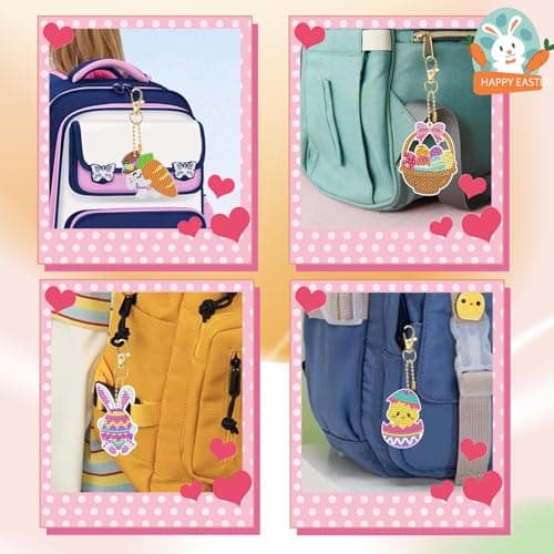 ORIENTAL CHERRY Ostergeschenke Kinder, Diamond Painting Kinder, Geschenke für Kinder Basteln Sie Ihre eigenen GEM-Schlüsselanhänger, Basteln Mädchen 8 Jahre, Ostern Geschenke Kinder – Bild 7