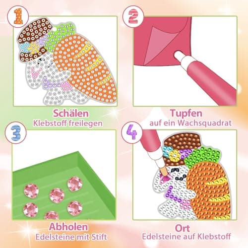 ORIENTAL CHERRY Ostergeschenke Kinder, Diamond Painting Kinder, Geschenke für Kinder Basteln Sie Ihre eigenen GEM-Schlüsselanhänger, Basteln Mädchen 8 Jahre, Ostern Geschenke Kinder – Bild 2
