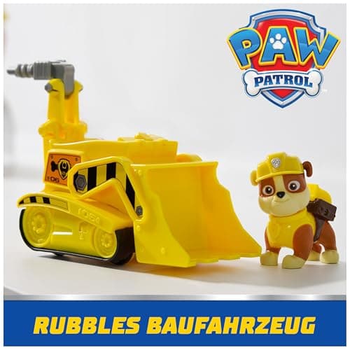 PAW PATROL - Rubble-Figur mit Bulldozer-Baufahrzeug, stabiles Basis-Fahrzeug, authentisches Spielzeug zur Serie für Kinder ab 3 Jahren – Bild 3