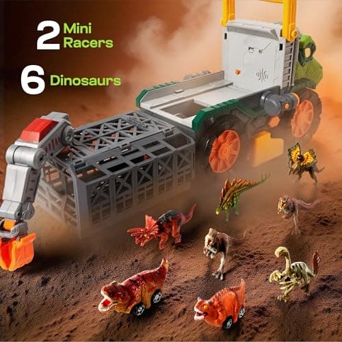 Dinosaurier Spielzeug Großer Dino-Monstertruck mit T-Rex & Figuren | Mit Abschussfunktion, Kran & Tunnel | Geschenk für Jungen 2-4 Jahre – Bild 7
