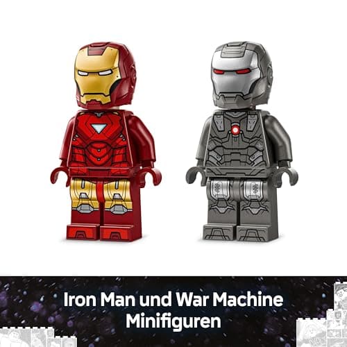 LEGO ǀ Marvel Iron Man & War Machine vs. Hammer Drones - Building Toy with 2 Minifigures & 2 Action Figures with Stud Shooters – Bild 6