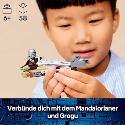 LEGO Star Wars Der Mandalorianer und Grogu auf ihrem Speeder Bike - Set mit Fahrzeug und 2 Star Wars Figuren für Actionabenteuer - – Bild 4