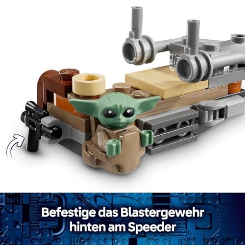 LEGO Star Wars Der Mandalorianer und Grogu auf ihrem Speeder Bike - Set mit Fahrzeug und 2 Star Wars Figuren für Actionabenteuer - – Bild 5
