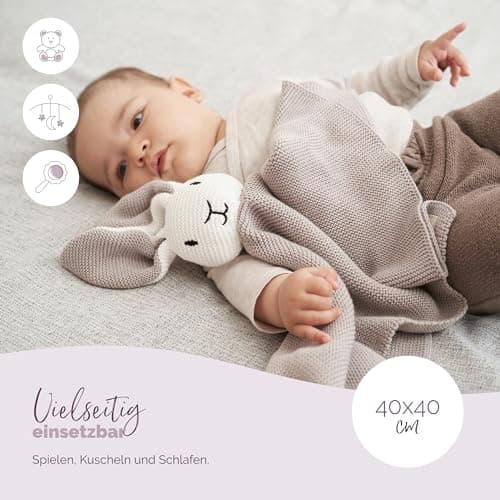 Livella Kuscheltuch „Hase“ mit Söckchen - Reine Bio-Baumwolle – Premium Schmusetuch, Kuscheldecke, Schmusedecke, Strickdecke - Samtweich & atmungsaktiv - Oeko-TEX® Standard 100 und GOTS Zertifiziert – Bild 4