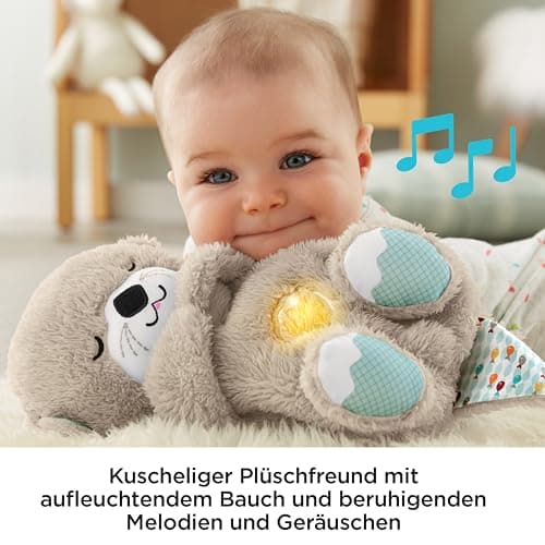 Fisher-Price Schlummer Otter Kuscheltier mit Atembewegung und Musik, Baby Erstausstattung, Neugeborene, Baby Spielzeug ab Geburt – Bild 4