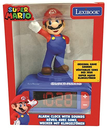 Lexibook, Super Mario, Mario Nightlight Wecker, Sounds und Melodien, hintergrundbeleuchtetes LCD-Display, beleuchtet, Snooze, Blau – Bild 5