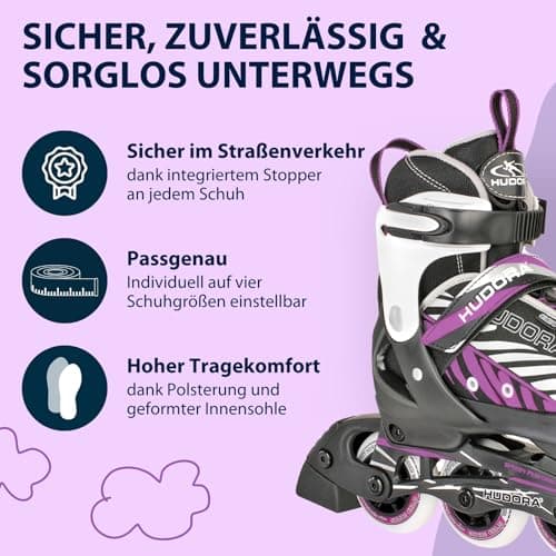 HUDORA Inline Skates Mia/Leon - Inliner für Kinder/Jugendliche in versch. Größen & Farben - Roller Skates bis zu 4 Größen verstellbar – Bild 4