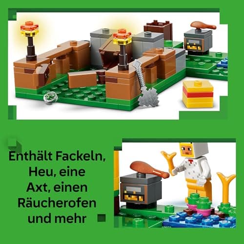 LEGO Minecraft Hühnerfarm - Spielzeug zum Bauen mit Hühner Fan Minifigur, Baby Zombie und Fuchs Figuren - Set mit Minecraft Figur – Bild 5